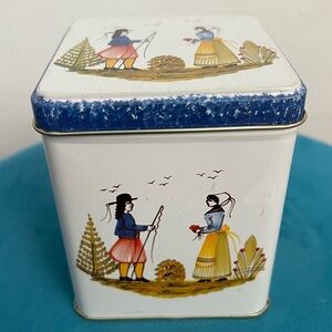 Vintage Metal Tin By Massilly France Artwork by HB Henriot
